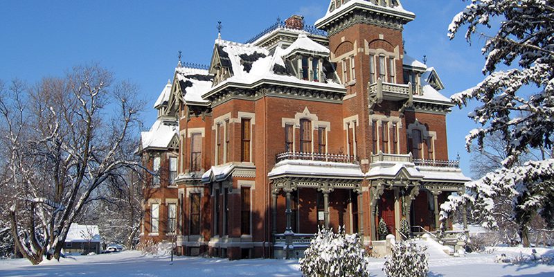 Vaile Mansion Exterior in Snow