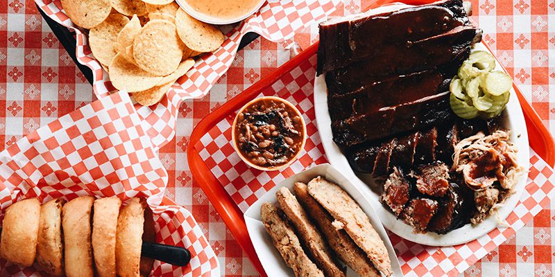Barbecue plate and onion rings at BB's Lawnside