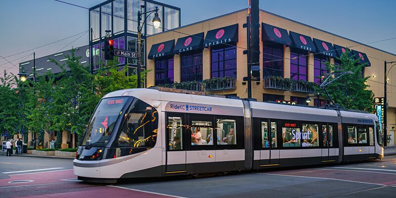 Power & Light District Stop on KC Streetcar