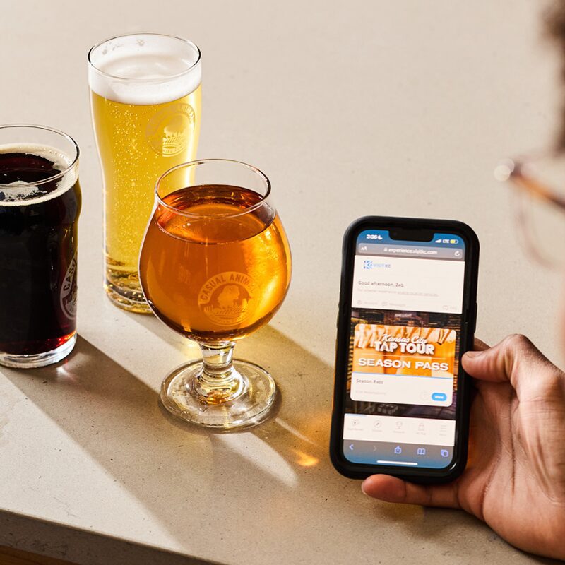 Craft beer next to the KC Tap Tour mobile app
