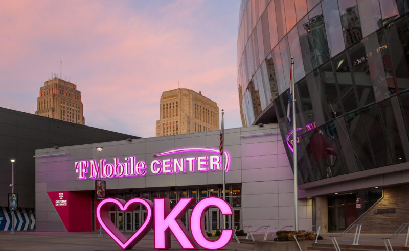 T-Mobile Center branding in Kansas City, Missouri on December 8, 2020