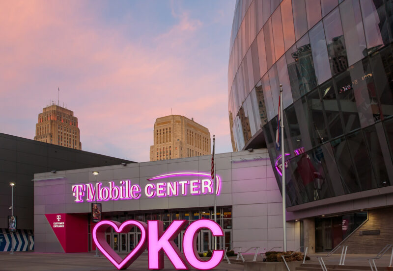 T-Mobile Center branding in Kansas City, Missouri on December 8, 2020